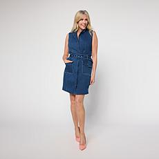 G by Giuliana Denim Dress with Contrast Stitching