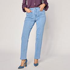 G by Giuliana G-5 Denim Patch Pocket Straight-Leg Pant