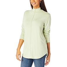 G by Giuliana Mock-Neck EcoLuxe Knit Long-Sleeve Tee