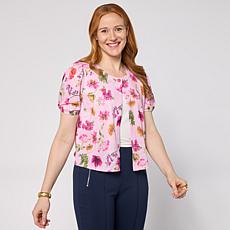 G by Giuliana Printed Sweater Knit Cardigan