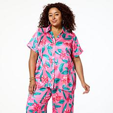 G by Giuliana Printed Tie-Front Camp Shirt