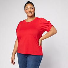 G by Giuliana Slub Knit Top with Knot Sleeve