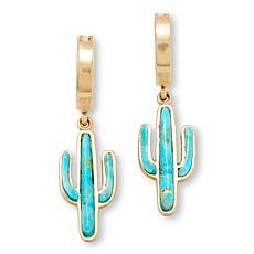 GemHues Composite Turquoise Cactus Design Drop Earrings