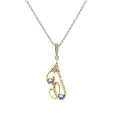 Gems by Michael Sterling Silver Tanzanite Initial Pendant with Chain