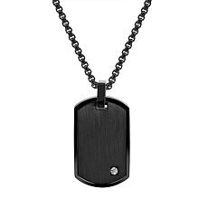 Geoffrey Beene 0.10ctw Cubic Zirconia Dog Tag Pendant Necklace