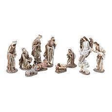 Glitzhome 11pcs Textured Resin Nativity Figurine Set