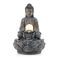 Glitzhome 12" Zen-Style Polyresin Table Fountain with LED Light