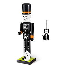 Glitzhome 18"H Halloween Wood w/Ornament Nutcracker