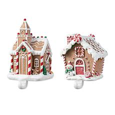 Glitzhome 2-piece Set of Resin Gingerbread House Stocking Holders