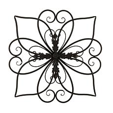 Glitzhome 20"L Heart and Petal Iron Scroll Outdoor Wall Decor