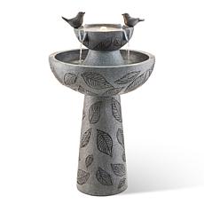Glitzhome 26"H Two-Tier Birdbath Outdoor Fountain with LED Light