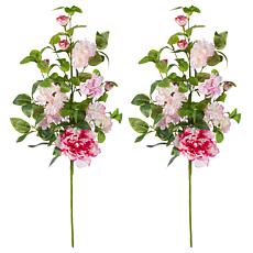 Glitzhome 28"H Set of 2 Pink Hydrangea, Peony & Cherry Picks