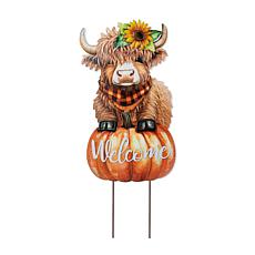 Glitzhome 29.75"H Fall Highland Cow Yard Stake or Wall Décor