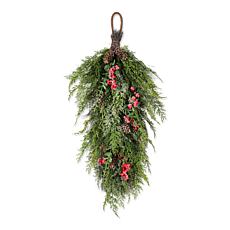 Glitzhome 31.5"H Christmas Greenery Frosted PE Dripping Teardrop wi...