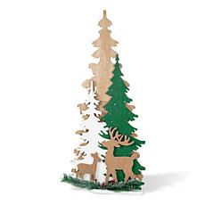 Glitzhome 35.5"H Wooden Christmas Tree Porch Decor