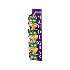 Glitzhome 41.75"H Mardi Gras Lighted Wooden Stacked Masks Porch Decor