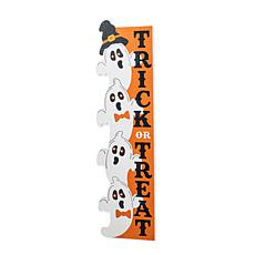 Glitzhome 42" Lighted Halloween Ghost w/ "Trick or Treat" Sign & Timer