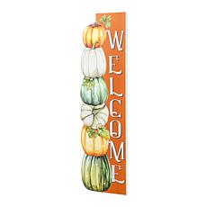 Glitzhome 42"H Lighted Stacked Pumpkins Welcome Porch Sign w/ Timer