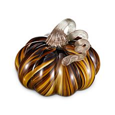 Glitzhome 5.75"D X 4.75"H Multi Striped Glass Large Pumpkin