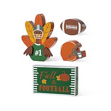 Glitzhome 5.75"H Thanksgiving Wooden Turkey Table Decor Set of 4