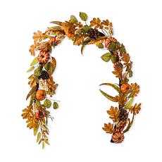 Glitzhome 72"L Fall Pumpkin Leaf Floral Garland