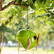 Glitzhome 9" Green Frog Metal Birdhouse with Hanging Chain
