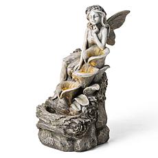 Glitzhome Fairy Outdoor Fountain with LED Lights, 22.75" H