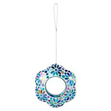 Glitzhome Glass Flower Shaped Hanging Multi-Color Mosaic Birdfeeder