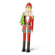 Glitzhome Metal Christmas Nutcracker Yard Stake or Hanging Decor