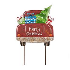 Glitzhome Metal Christmas Truck Yard Stake or Wall Decor