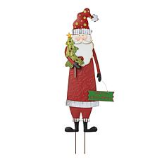 Glitzhome Metal Santa Yard Stake, Standing Decor or Wall Decor