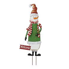 Glitzhome Metal Snowman Yard Stake, Standing Decor or Wall Decor