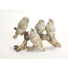 Gold Brushed Birds on a Branch Figurines - 2-piece Set