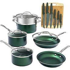 Granitestone 17-Piece Cookware Set with Cutting Board & Utensils