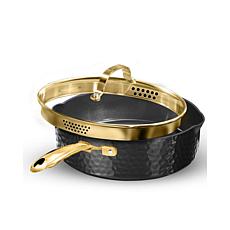Granitestone Charleston Hammered Navy 4-Quart Deep Sauté Pan w/ Lid