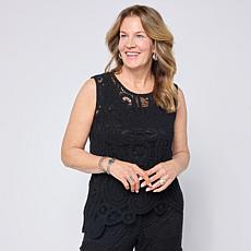 Grey by Jhoan Sebastian Grey Sleeveless Asymmetric Crochet Top