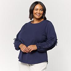 Greyby Jhoan Sebastian Lace Up Sleeve Knit Top