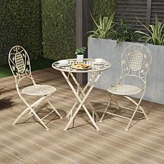 Hastings Home 3-Piece Folding Bistro Table Set - White