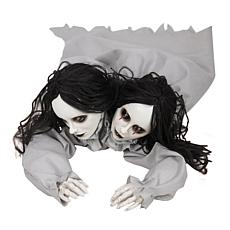 Haunted Hill Farm 0.8-Ft. Crawling Double Head Girl Animatronic