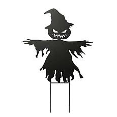 Haunted Hill Farm 3-Ft. Black Metal Scarecrow Decoration with LED E...