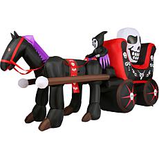 Haunted Hill Farm 6' Tall Pre-Lit Inflatable Skull Carriage