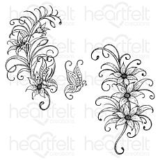 Heartfelt Creations Petite Feathery Florals Cling Stamp Set