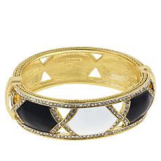 Heidi Daus "Divine Diamond" Crystal and Enamel Hinged Bangle Bracelet