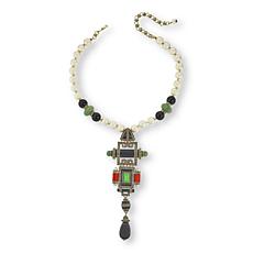 Heidi Daus Goldtone Eclectic Combo Glass and Crystal 16-1/2" Necklace