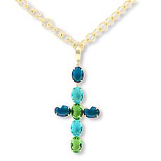 Heidi Daus Goldtone Heavenly Rocks Cross Pendant with Chain Necklace