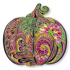 Heidi Daus Groovy Gourd Bronzetone Crystal and Enamel Pin