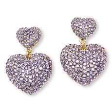 Heidi Daus Love, Heidi Violet Crystal Heart Drop Earrings