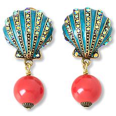 Heidi Daus "Shells She Sells" Pavé Crystal and Enamel Earrings