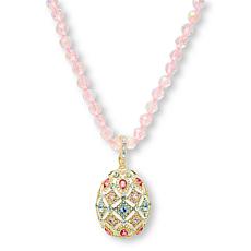 Heidi Daus Tapestry Egg Crystal and Enamel Pendant with Necklace