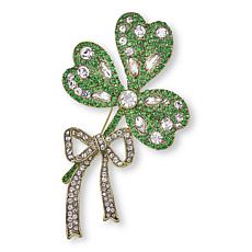 Heidi Daus Wild Shamrock Crystal Bronzetone Pin